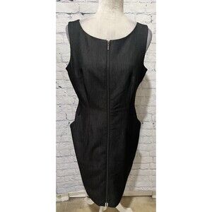 Calvin Klein Denim Sheath Dress With Full Front Zipper And Pockets Size 10